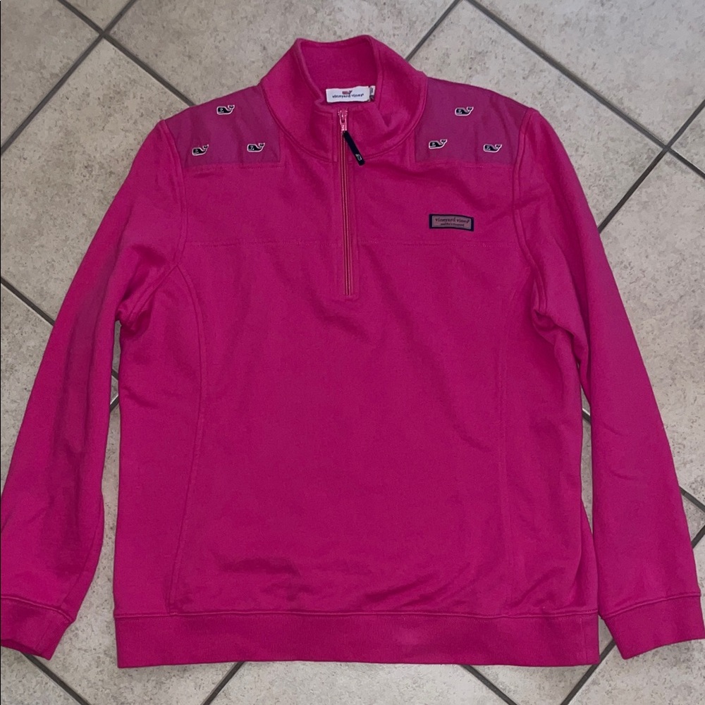 Vineyard Vines Bright Pink Quarter-Zip Pullover size XL